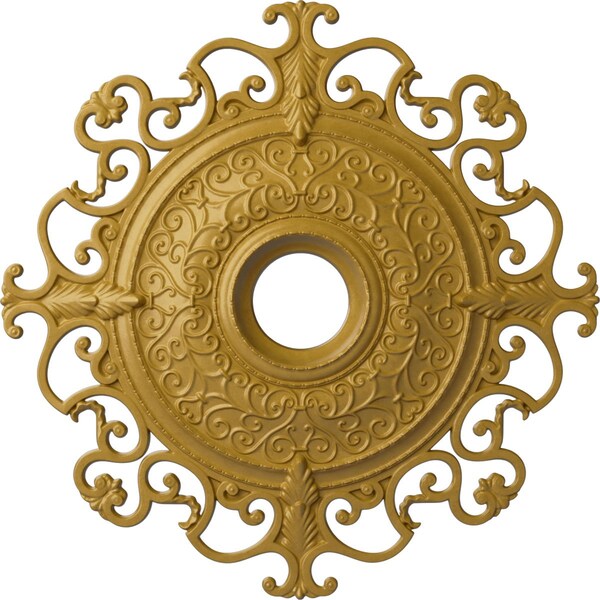 Ekena Millwork Orleans Ceiling Medallion (Canopies up to 8 1/4"), 38 3/8"OD x 6 5/8"ID x 2 7/8"P, Iridescent Gold CM38OLIGS - main